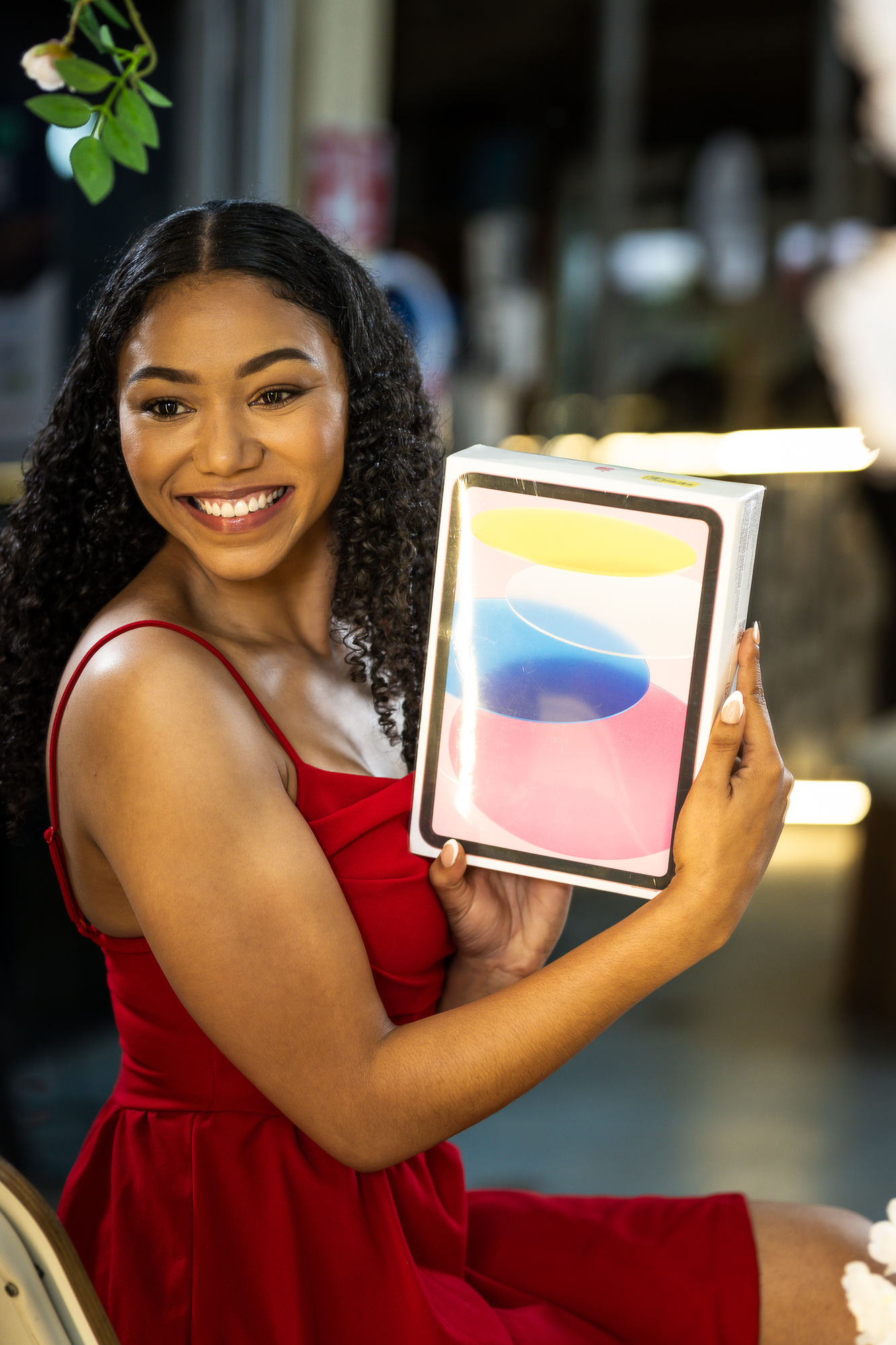 Close-up of a customer with their new iPad