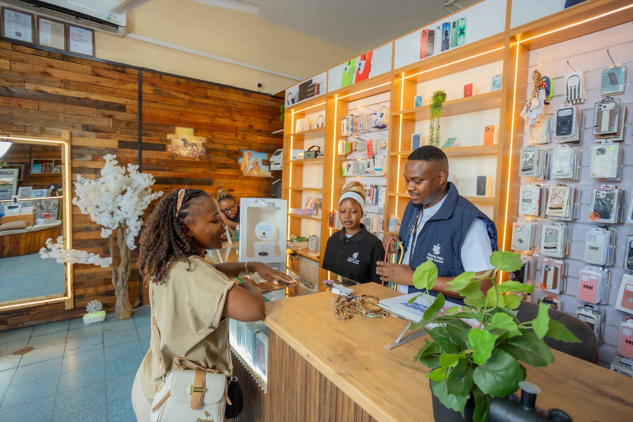A customer being served at the counter