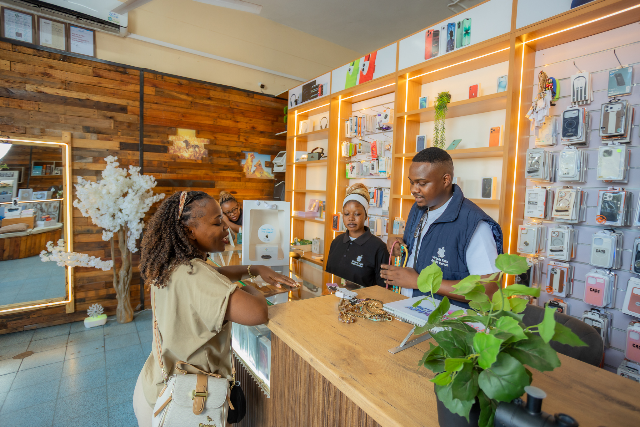 A customer being served at the counter